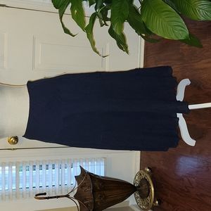 Chaps navy blue crinkle fabric layered long skirt pull on lined cotton LP NEW…